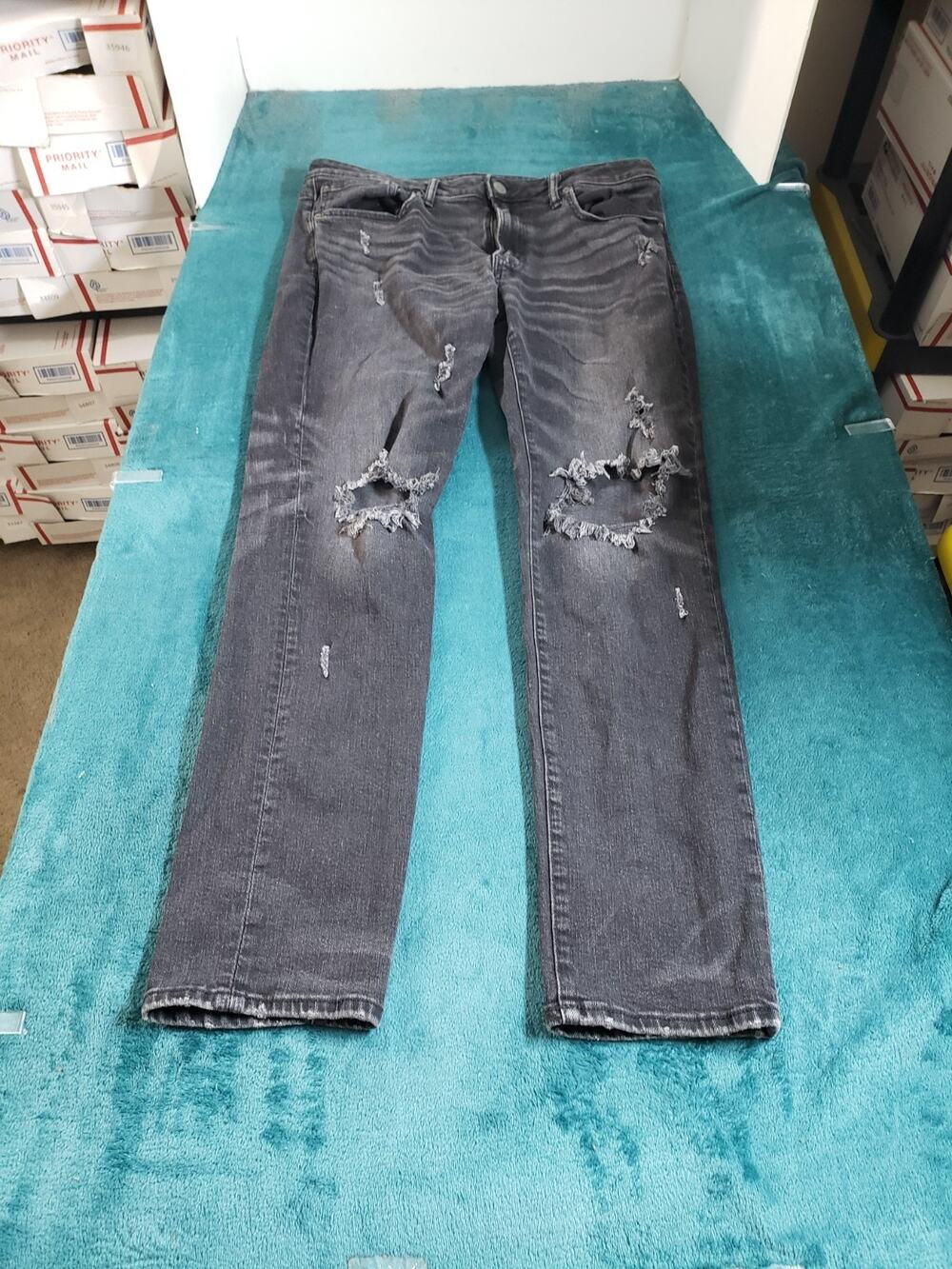 American Eagle Jeans Size 34x32 Mens Black Pants Stretch Denim Slim Straight
